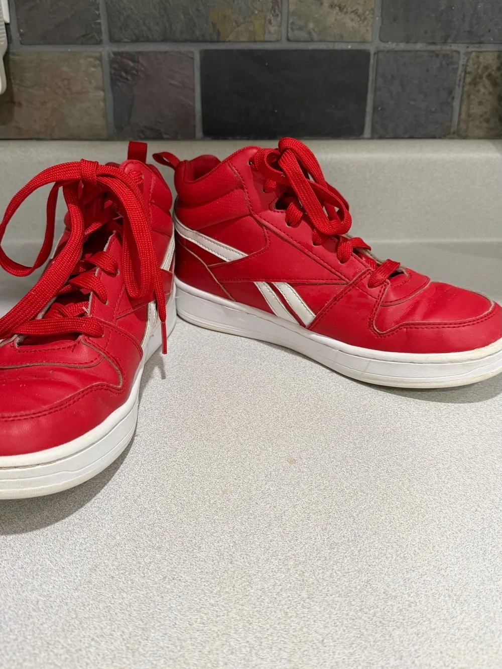 Reebok Kids' Red and White High-Top Sneakers